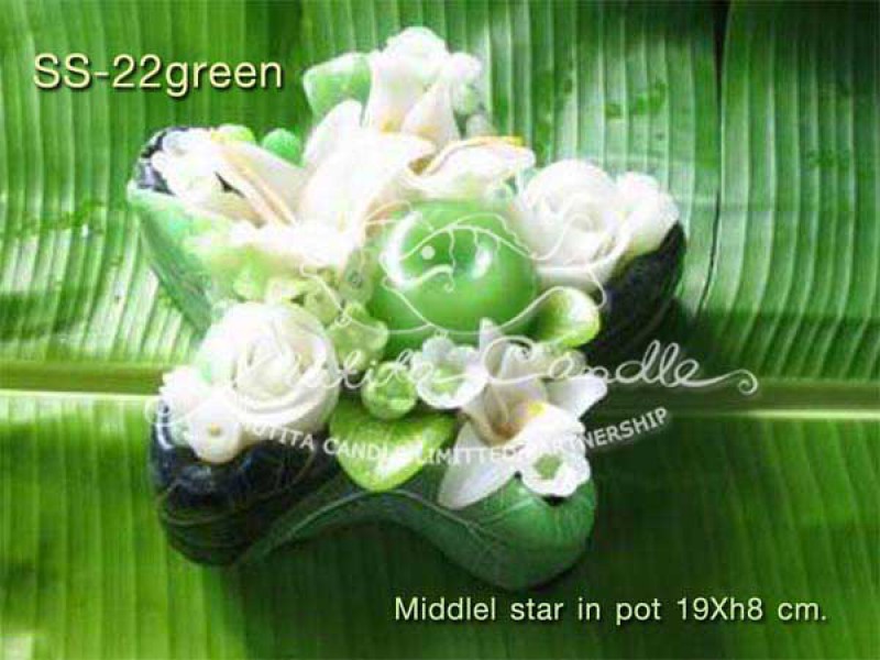 เทียนหอม เดชอุดม : WHITE LILY SET|A SWEET AND DELICATE AS GENUINE SMART WHITE LILY MIXED WITH FRUIT|SS-22 GREEN|Middle star in pot 19 x h8 cm