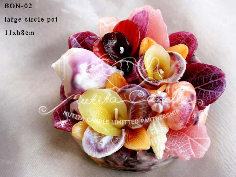 เทียนหอม เดชอุดม :  BROWN OCEAN SET2|THE BEAUTIFUL ROMANTIC BEACH CANDLES|BON-02|large circle pot 11 x h8 cm