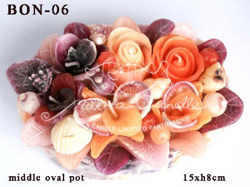 เทียนหอม เดชอุดม :  BROWN OCEAN SET2|THE BEAUTIFUL ROMANTIC BEACH CANDLES|BON-06|middle oval pot 15 x h 8 cm