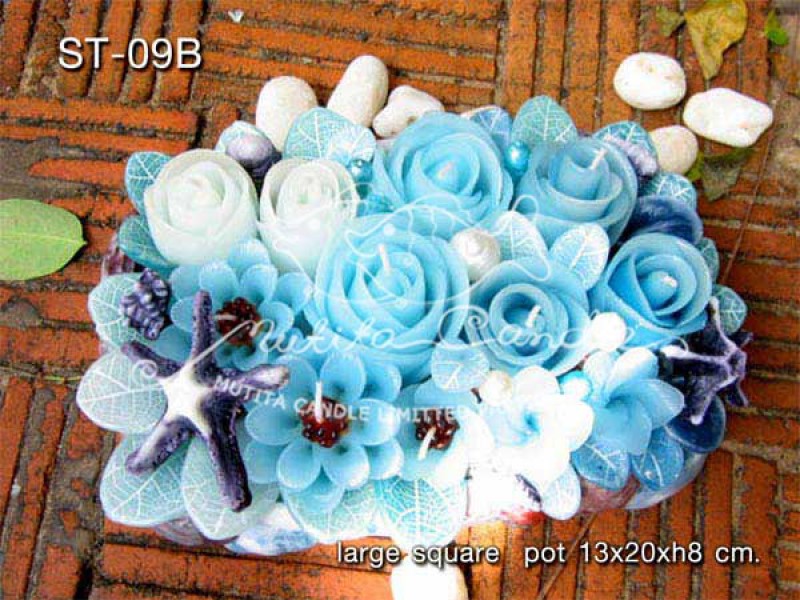 เทียนหอม เดชอุดม :  BLUE OCEAN SET|THE BEAUTIFUL ROMANTIC BEACH CANDLES|ST-09B|large square pot 13 x 20 x h 8 cm