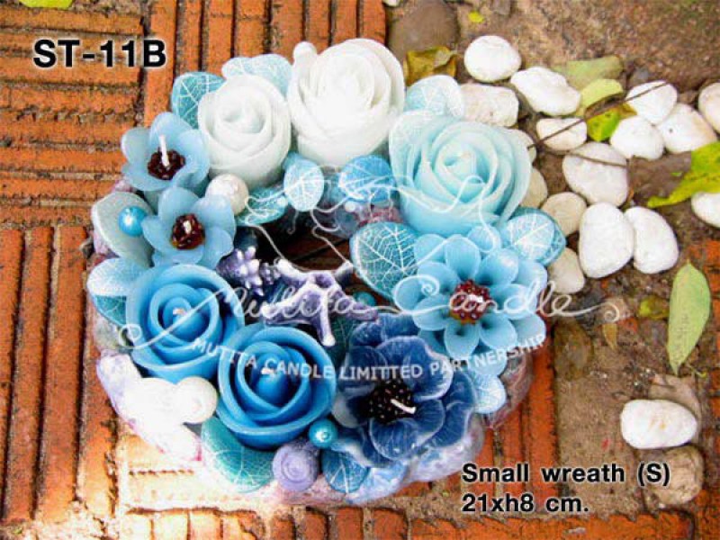 เทียนหอม เดชอุดม :  BLUE OCEAN SET|THE BEAUTIFUL ROMANTIC BEACH CANDLES|ST-11B|small wreath (S) 21 x h 8 cm