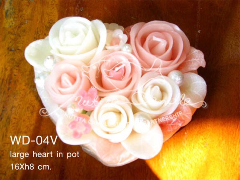 เทียนหอม เดชอุดม : WEDDING SET|Weddng Candles, best elegant Candles for wedding ceremony.
SWEET PASTEL ROSES CANDLES ARRANGTMENT FOR SPECIAL DAY|WD-04V|large heart pot  16 x h8 cm