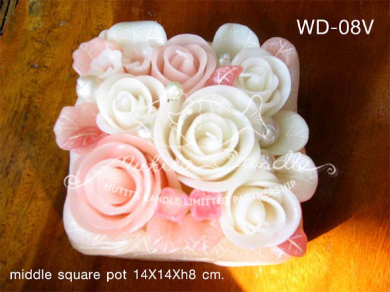 เทียนหอม เดชอุดม : WEDDING SET|Weddng Candles, best elegant Candles for wedding ceremony.
SWEET PASTEL ROSES CANDLES ARRANGTMENT FOR SPECIAL DAY|WD-08V|middle square pot 14 x 14 x h 8 cm