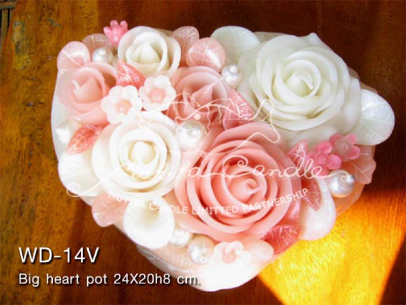 เทียนหอม เดชอุดม : WEDDING SET|Weddng Candles, best elegant Candles for wedding ceremony.
SWEET PASTEL ROSES CANDLES ARRANGTMENT FOR SPECIAL DAY|WD-14V|Big heart pot 24 x 20 x h 8 cm