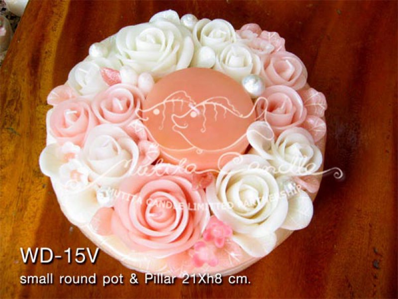 เทียนหอม เดชอุดม : WEDDING SET|Weddng Candles, best elegant Candles for wedding ceremony.
SWEET PASTEL ROSES CANDLES ARRANGTMENT FOR SPECIAL DAY|WD-15V|small round pot & pillar 21 x h 8 cm