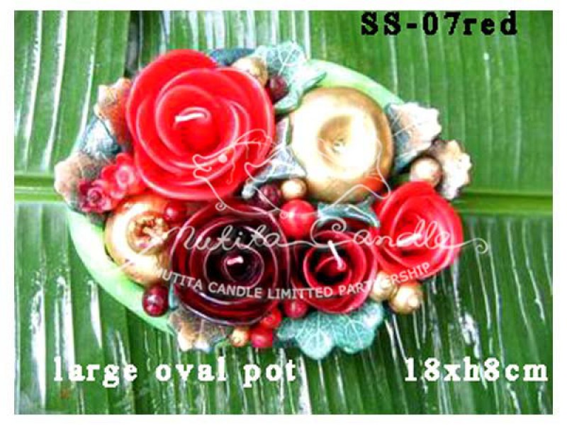 เทียนหอม เดชอุดม : CHRISTMAS COLOUR SET3|flower candles from Thailand for christmas seasoning
RICH ROSES BOUQUET WITH FRUIT AND CHRISTMAS SPICE|SS-07RED|large oval pot 18 x h 8 cm