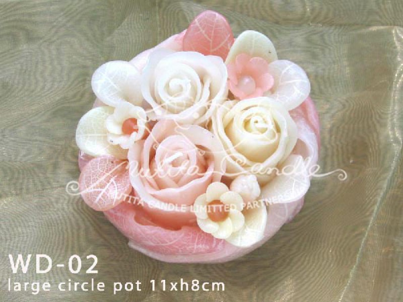 เทียนหอม เดชอุดม :  IVORY WEDDING SET|Weddng Candles, best elegant Candles for wedding ceremony.
CLASSIC IVORY ROSES CANDLES ARRANGTMENT FOR SPECIAL DAY|WD-02|large circle pot  11 x h8 cm