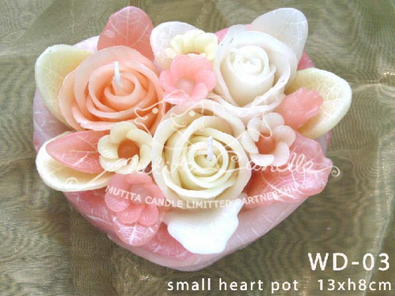 เทียนหอม เดชอุดม :  IVORY WEDDING SET|Weddng Candles, best elegant Candles for wedding ceremony.
CLASSIC IVORY ROSES CANDLES ARRANGTMENT FOR SPECIAL DAY|WD-03|small heart pot 13 x h 8 cm