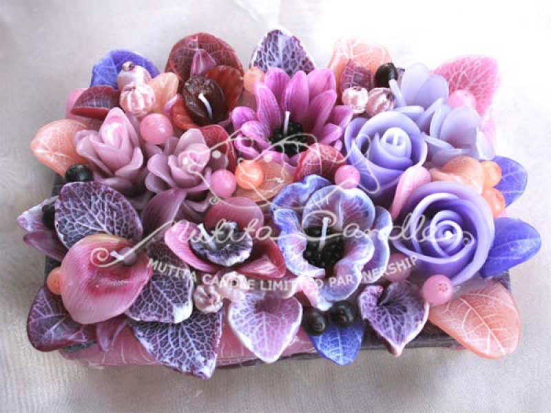 เทียนหอม เดชอุดม :  PINK PURPLE COLOUR B|orienatal flower candles from Thailand for any ocassions
WILD FLOWER CANDLES IN MYSTERIOUS COLOUR|PP-B09|large square pot 13 x 20 x h 8 cm