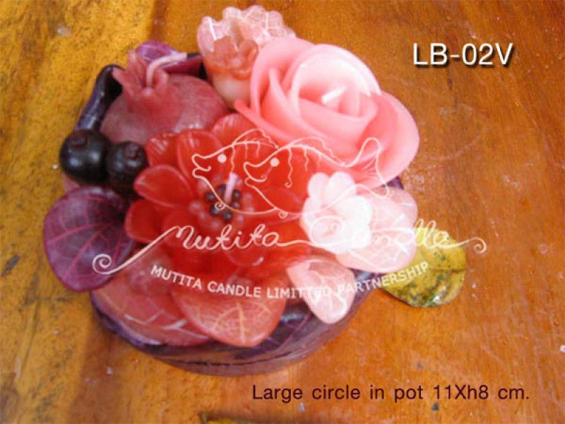 เทียนหอม เดชอุดม : PEACH COLOUR SET|WILDFLOWER MIXED WITH FRUIT CANDLES IN PRETTY PEACH TONES|LB-02V|large circle pot  11 x h8 cm