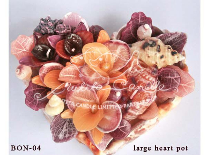 เทียนหอม เดชอุดม :  BROWN OCEAN SET2|THE BEAUTIFUL ROMANTIC BEACH CANDLES|BON-04|large heart pot  16 x h8 cm