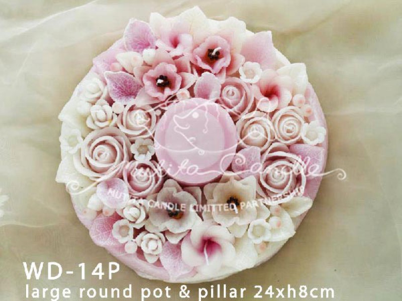 เทียนหอม เดชอุดม :  PINK WEDDING SET|Weddng Candles, best elegant Candles for wedding ceremony.
SOFT PINK FLOWER CANDLES ARRANGTMENT FOR SPECIAL DAY|WD-14P|large round pot & pillar 24 x h 8 cm
