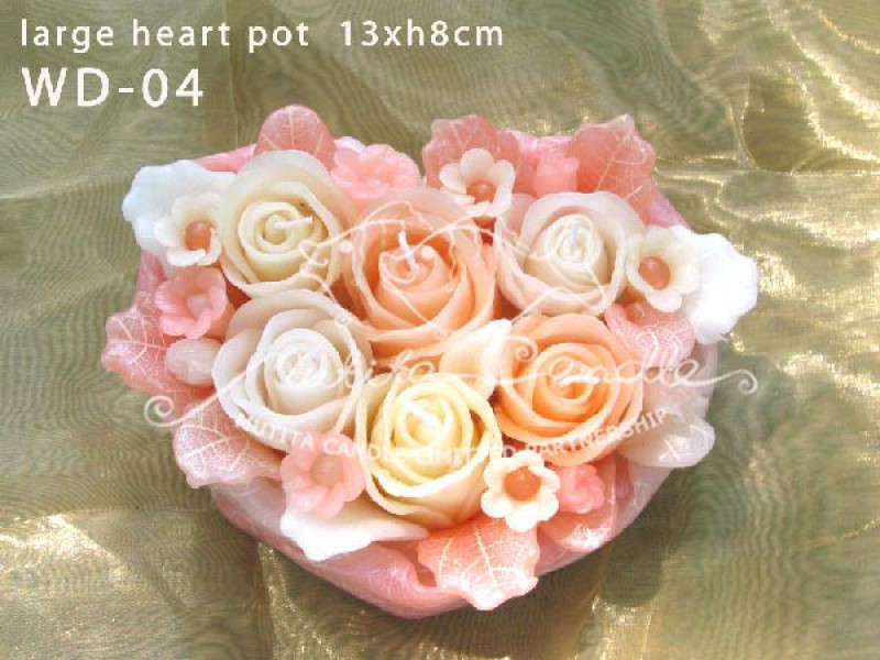 เทียนหอม เดชอุดม :  IVORY WEDDING SET|Weddng Candles, best elegant Candles for wedding ceremony.
CLASSIC IVORY ROSES CANDLES ARRANGTMENT FOR SPECIAL DAY|WD-04|large heart pot  16 x h8 cm