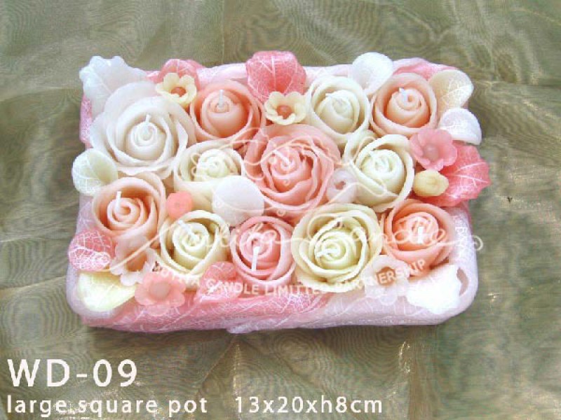 เทียนหอม เดชอุดม :  IVORY WEDDING SET|Weddng Candles, best elegant Candles for wedding ceremony.
CLASSIC IVORY ROSES CANDLES ARRANGTMENT FOR SPECIAL DAY|WD-09|large square pot 13 x 20 x h 8 cm