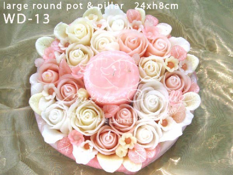 เทียนหอม เดชอุดม :  IVORY WEDDING SET|Weddng Candles, best elegant Candles for wedding ceremony.
CLASSIC IVORY ROSES CANDLES ARRANGTMENT FOR SPECIAL DAY|WD-13|large round pot & pillar 24 x h 8 cm