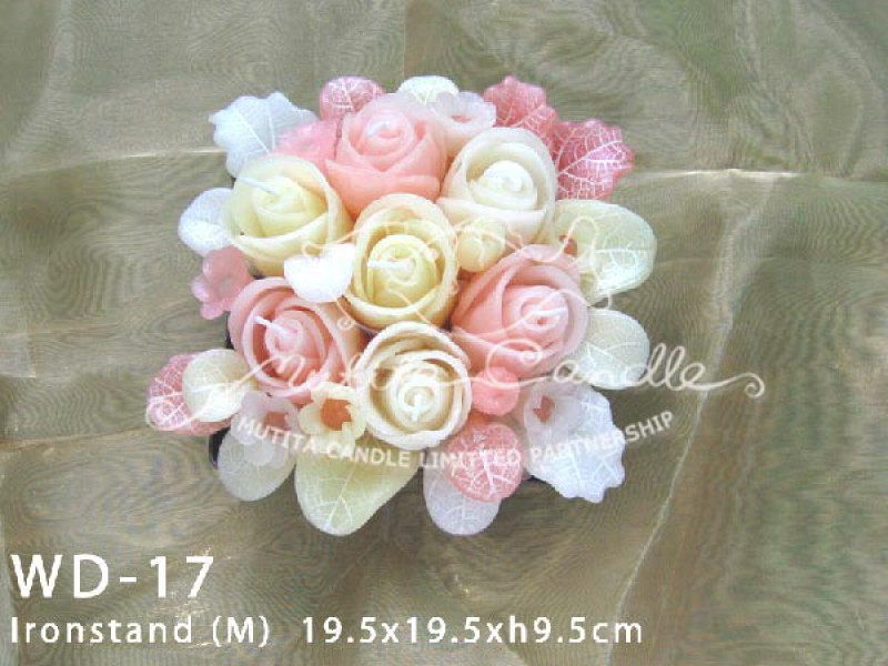 เทียนหอม เดชอุดม :  IVORY WEDDING SET|Weddng Candles, best elegant Candles for wedding ceremony.
CLASSIC IVORY ROSES CANDLES ARRANGTMENT FOR SPECIAL DAY|WD-17|Ironstand (M) 19.5 x 19.5 x h 9.5 cm