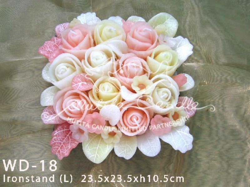 เทียนหอม เดชอุดม :  IVORY WEDDING SET|Weddng Candles, best elegant Candles for wedding ceremony.
CLASSIC IVORY ROSES CANDLES ARRANGTMENT FOR SPECIAL DAY|WD-18|Ironstand (L) 23.5 x 23.5 x h10.5 cm