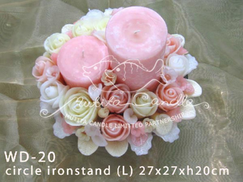 เทียนหอม เดชอุดม :  IVORY WEDDING SET|Weddng Candles, best elegant Candles for wedding ceremony.
CLASSIC IVORY ROSES CANDLES ARRANGTMENT FOR SPECIAL DAY|WD-20|Circle ironstand (L) 27 x 27 x h20 cm