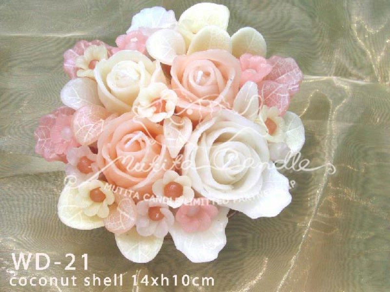 เทียนหอม เดชอุดม :  IVORY WEDDING SET|Weddng Candles, best elegant Candles for wedding ceremony.
CLASSIC IVORY ROSES CANDLES ARRANGTMENT FOR SPECIAL DAY|WD-21|Coconut shell 14 x h10 cm