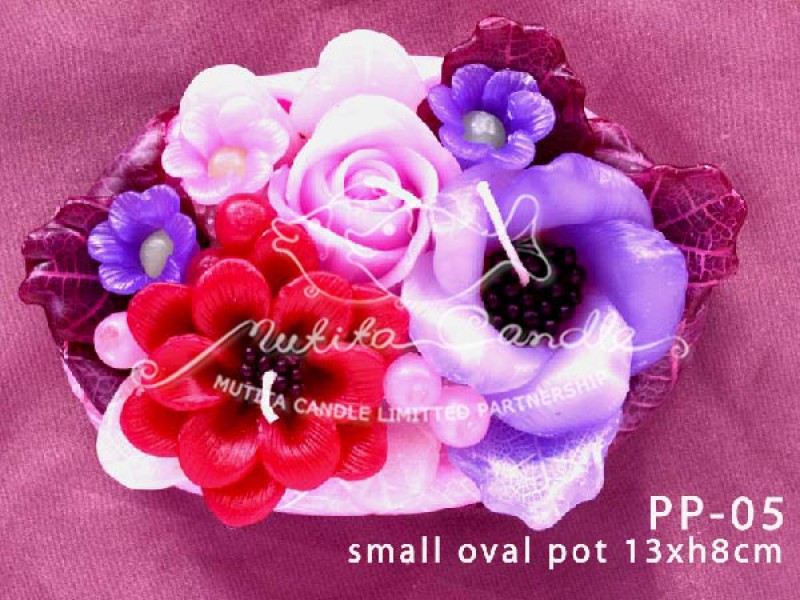 เทียนหอม เดชอุดม : PINK PURPLE|Flower candles from Thailand for any ocassions.
THE BEAUTIFUL ROMANTIC FLOWER CANDLES|PP-05|small oval pot 13 x h 8 cm