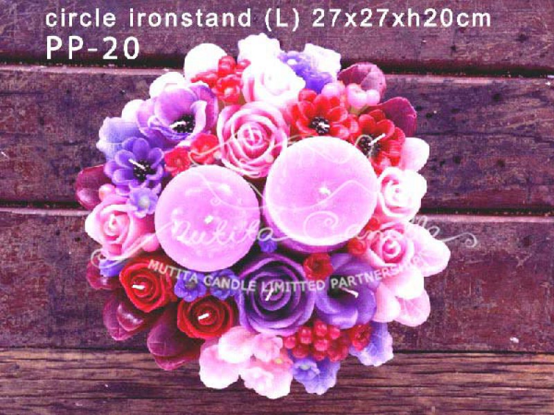 เทียนหอม เดชอุดม : PINK PURPLE|Flower candles from Thailand for any ocassions.
THE BEAUTIFUL ROMANTIC FLOWER CANDLES|PP-20|Circle ironstand (L) 27 x 27 x h 20 cm
