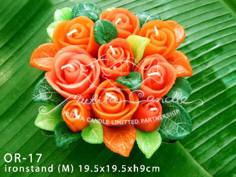 เทียนหอม เดชอุดม :  ORANGE ROSES|ORANGE ROSES CANDLE, SWEET AND SOFT AROMATIC|OR-17|Ironstand (M) 19.5 x 19.5 x h9 cm