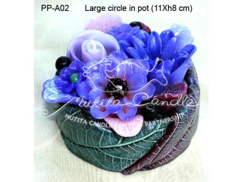 เทียนหอม เดชอุดม :  PINK PURPLE COLOUR A|Flower candles from Thailand for any ocassions
WILD FLOWER CANDLES IN MYSTERIOUS COLOUR|PP-A02|large circle pot  11 x h8 cm