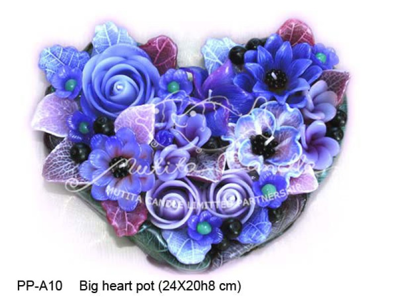 เทียนหอม เดชอุดม :  PINK PURPLE COLOUR A|Flower candles from Thailand for any ocassions
WILD FLOWER CANDLES IN MYSTERIOUS COLOUR|PP-A10|Big heart pot 24 x 20 x h 8 cm