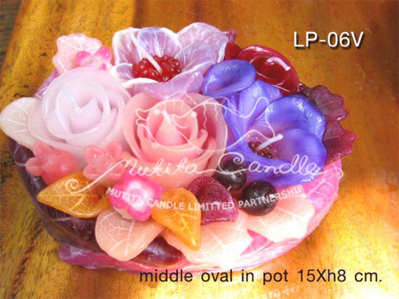 เทียนหอม เดชอุดม : PINK&PURPLE COLOUR SET|Flower candles from Thailand for any ocassions
WILD FLOWER CANDLES IN COLOUR RICH TONES|LP-06V|middle oval pot 15 x h 8 cm
