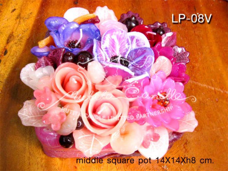 เทียนหอม เดชอุดม : PINK&PURPLE COLOUR SET|Flower candles from Thailand for any ocassions
WILD FLOWER CANDLES IN COLOUR RICH TONES|LP-08V|middle square pot 14 x 14 x h 8 cm