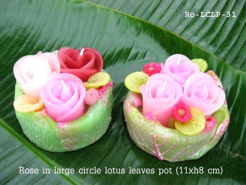 เทียนหอม เดชอุดม : CATALOGUE01|small items of flower candles from Thailand for any ocassions
FLOWER CANDLES COLLECTIONS|Ro-LCLP-31|large circle lotus leaves pot 11 x h 8 cm